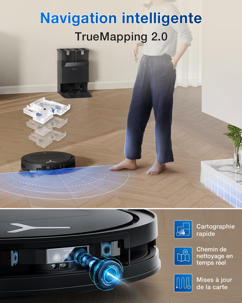 ECOVACS T50 Pro Omni Gen2 Robot Aspirateur Laveur 21000 Pa avec Station