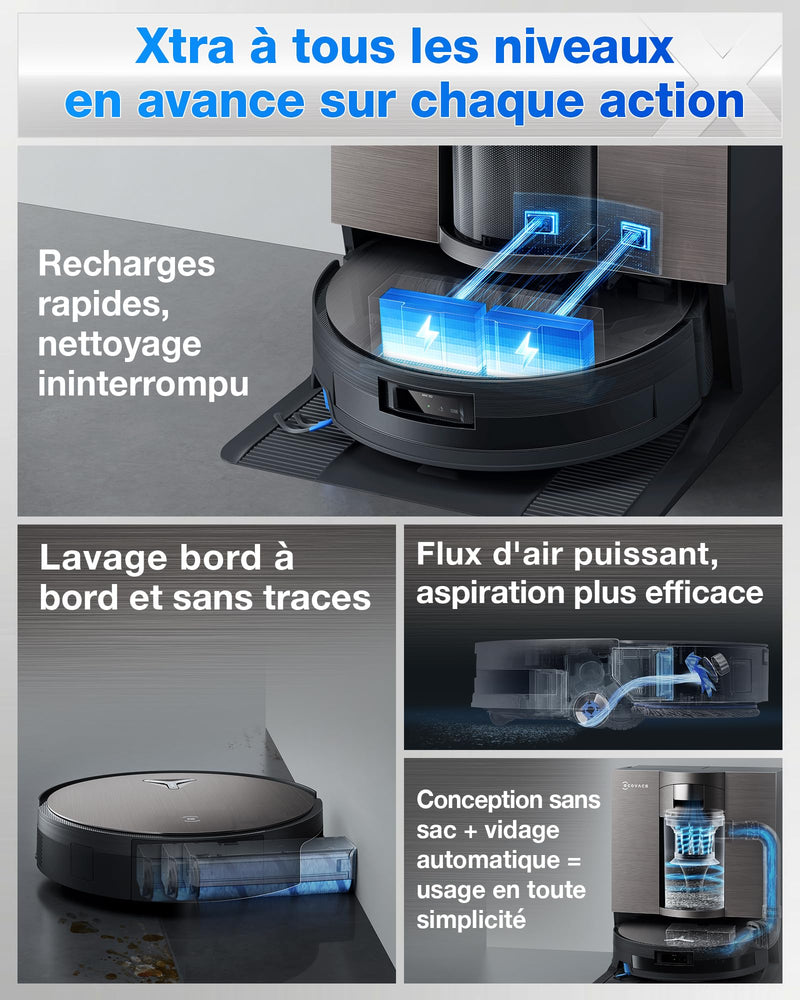 ECOVACS X11 Omni Cyclone Robot Aspirateur Laveur 19500Pa avec Vidage Automatique