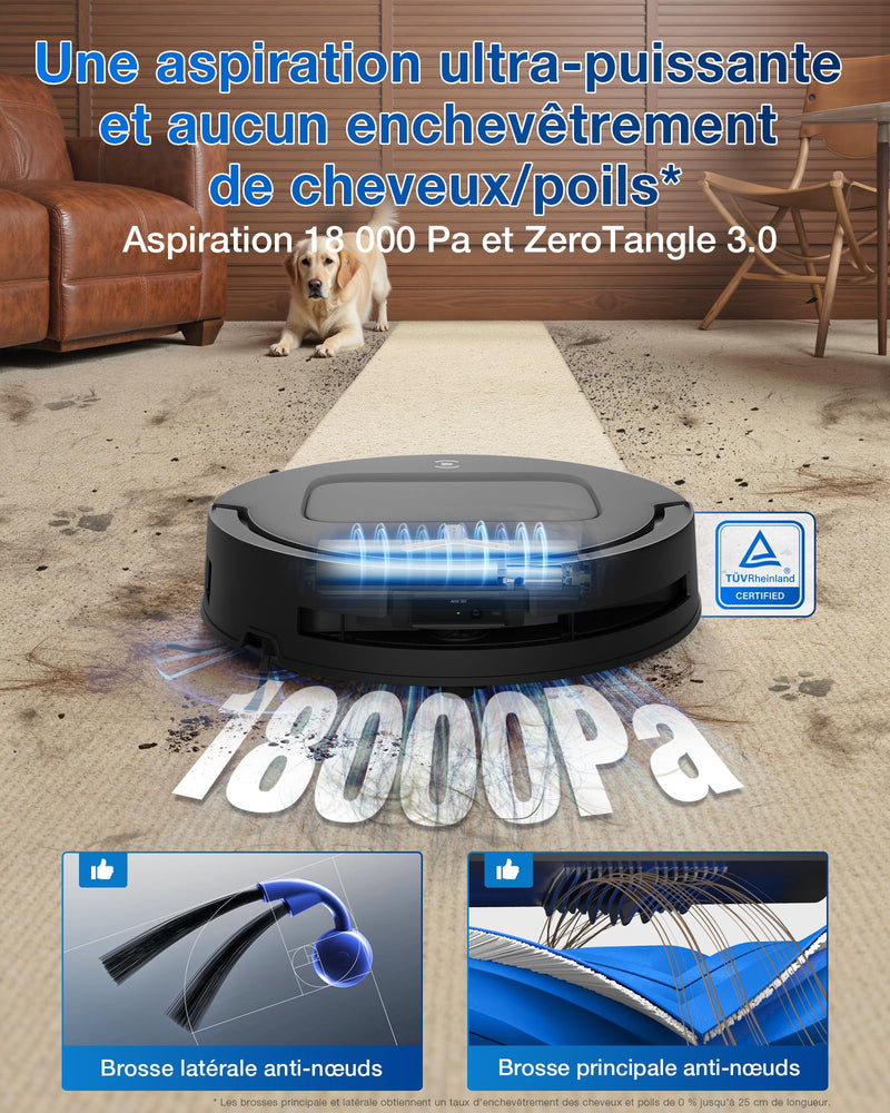 ECOVACS DEEBOT T80 Omni Robot Aspirateur Laveur 18000Pa avec Station