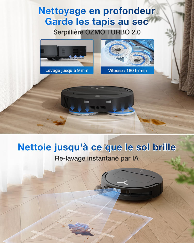 ECOVACS T50 Pro Omni Gen2 Robot Aspirateur Laveur 21000 Pa avec Station