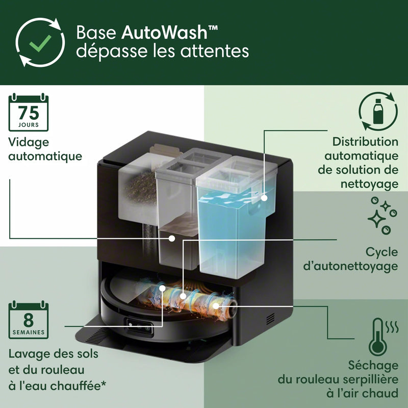 iRobot Roomba Max 705 Combo Robot Aspirateur Laveur avec Base AutoWash Noir