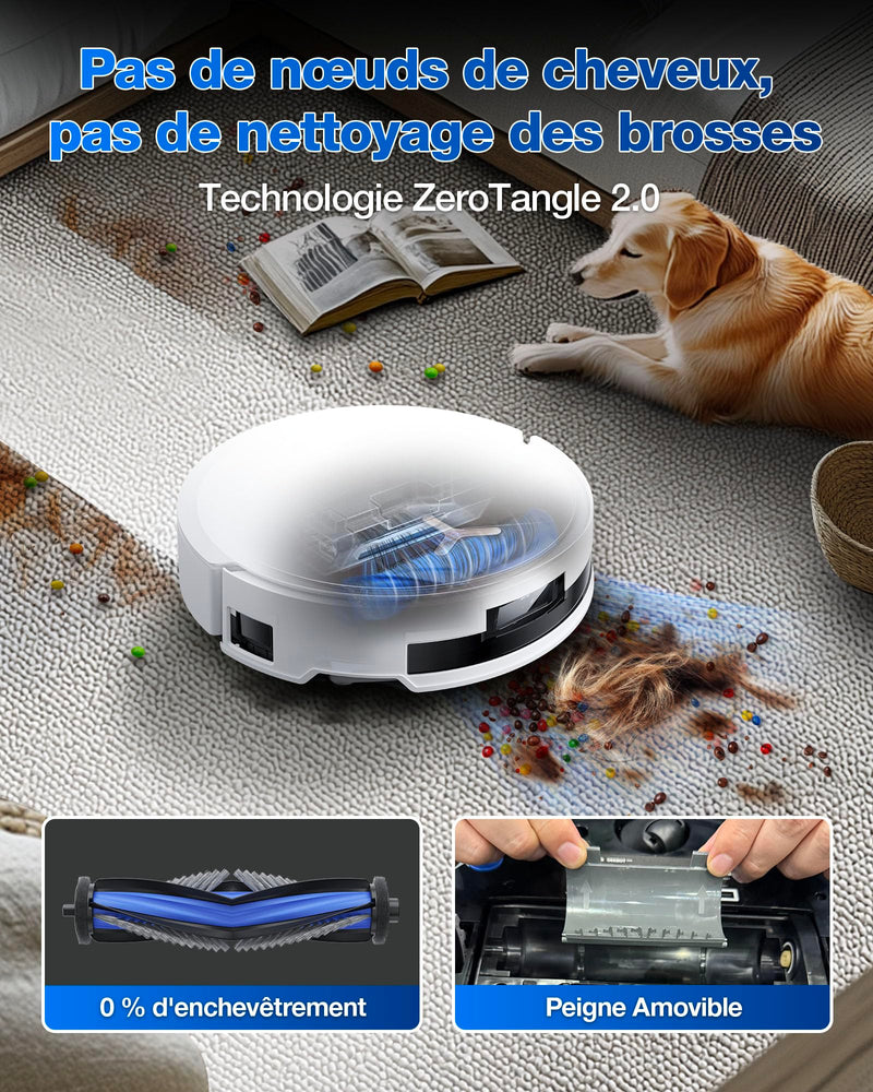 ECOVACS T50 Max Pro GEN2 Robot Aspirateur Laveur 18500Pa avec Station Blanc